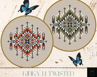 Double Pattern, Traditional First Nation Cross Stitch Pattern, Modern American Cross Stitch Pattern,Geometric Embroidery,Native American Art