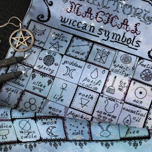 Ordner für magische Wicca Symbole Black Work & Kreuzstich Stickmuster, A Guide To Witchcraft Zeichen Stickmuster, Instant Download PDF
