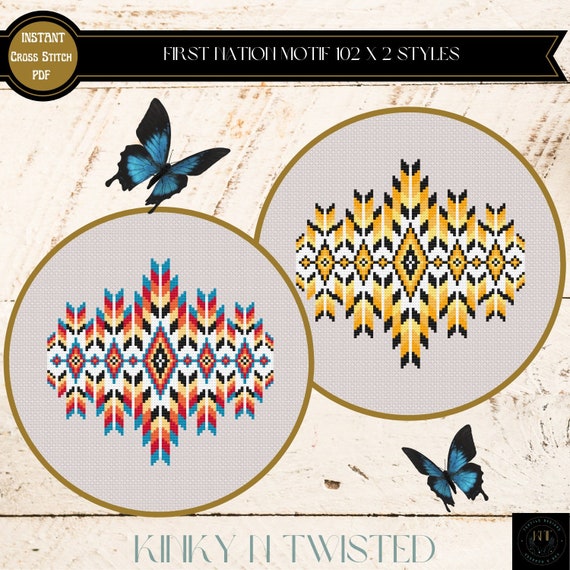 Set: 2 Geometric Double Cross Stitch Chart PDF, DIY Mid