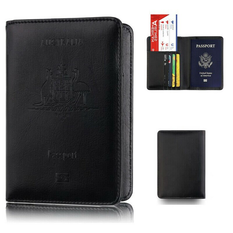 Leather RFID Blocking For Women Men With Bonus Pen Passport Holder Cover Case 