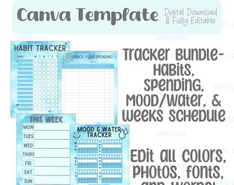 Tie Dye Tracker Bundle Editable Template