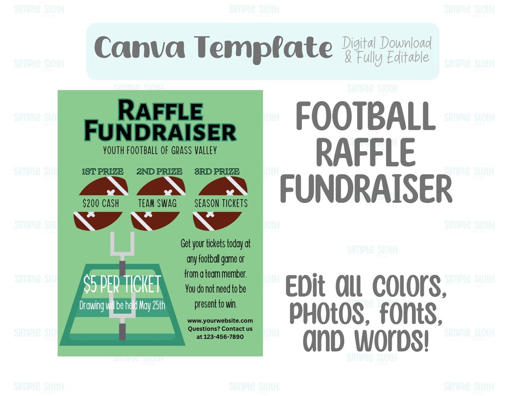 Football RAFFLE Fundraiser Editable Template for PTA or Community - Etsy