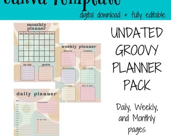 Undated Groovy Planner Pack editable template
