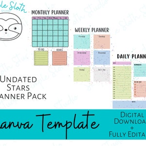 Undated Stars Planner Pack editable template