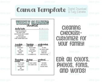 Home Cleaning Checklist Editable Template