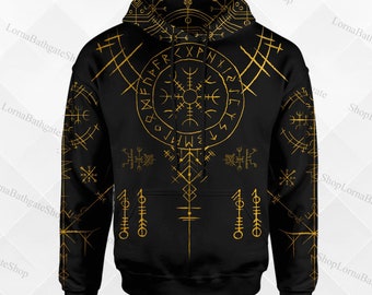 Rainbow Town Unisex Viking Tattoo Pattern Hoodies with Big Pocket Odin&Asgard Totem Streetwear Hooded Tops for Men Rainbow Town Unisex Viking Tattoo Pattern Hoodies with Big Pocket Odin&Asgard Totem Streetwear Hooded Tops for Men