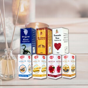 Aceites aromáticos Kamini Aroma – Rosa, Salvia, Sándalo para meditación, rituales y difusor