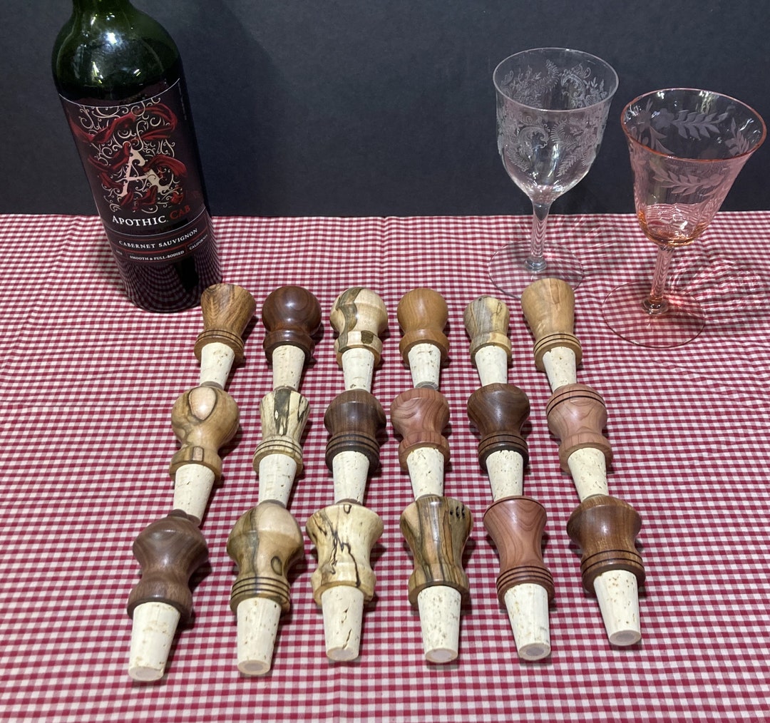 Bottle Stoppers Wine Stoppers Wood Hand Turned Etsy
