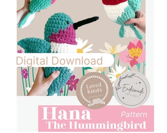 Hana The Hummingbird- Crochet PATTERN- amigurumi- crochet lovey- hummingbird crochet pattern- crochet stuffie- crochet bird stuffie