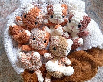 READY TO SHIP- bitty kitty snuggler, kitty litter crochet animal, animal snugglers, baby gift
