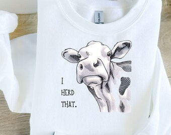 Farmhouse | Zoo Collection Crew Necks | Dairy Cow Silly Sweatshirt | Fully Embroidered | Animal Sayings | Made To Order | FAST Shipping!