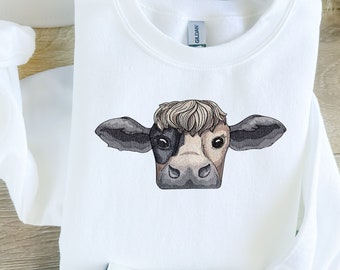 Cute Embroidered Cow Sweatshirt | Dairy Cow, Customize with A Phrase-Peek A Moo!