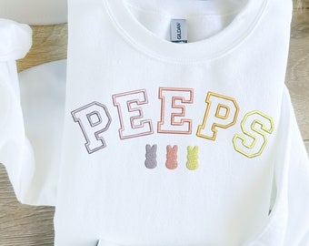 Easter PEEPS Embroidered Sweatshirt, Cute Easter Bunny Shirt, Pick Thread Colors!