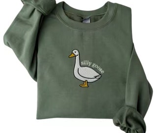 Quirky Silly Goose Embroidered Sweatshirt - Cozy, Cute Gift For Goose Lovers!