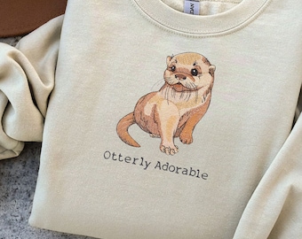 Adorable Otter Crewneck Sweatshirt | Handcrafted Embroidery | Cozy Comfort
