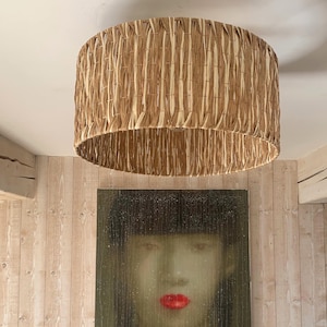 Abat-jour en raphia naturel pour suspension spéciale PLAFOND BAS, luminaire d'ambiance chambre, salon, bureau...