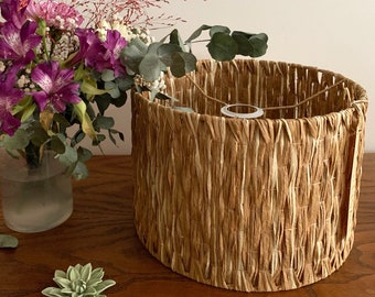 Natural raffia lampshade for suspension or lamp base, warm lighting for bedroom, living room, office...