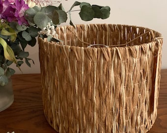 Natural raffia lampshade for suspension or lamp base, warm light for bedroom, living room, office...
