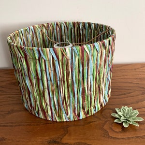 Lampshade in natural raffia for suspension or for lamp base, ambient lighting for bedroom, living room, office...