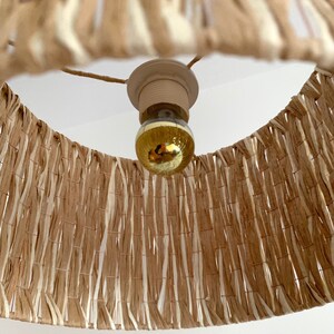 Abat-jour en raphia naturel pour suspension ou pied de lampe, luminaire chaleureux pour chambre, salon, bureau... image 3