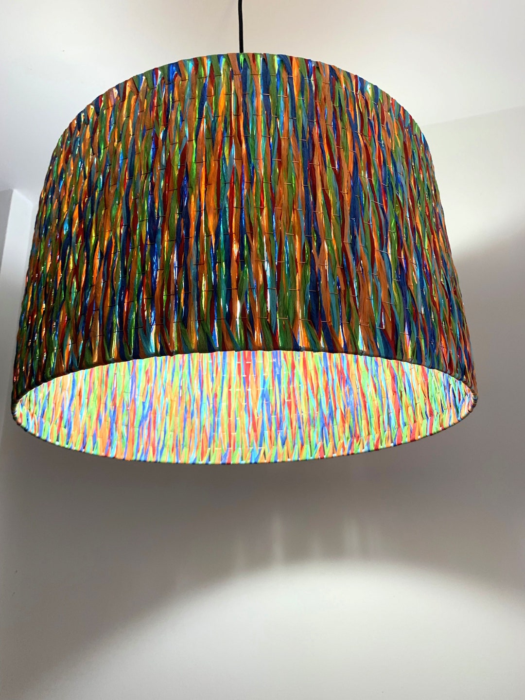 Multicoloured Natural Raffia Lampshade Bedroom Living Room - Etsy
