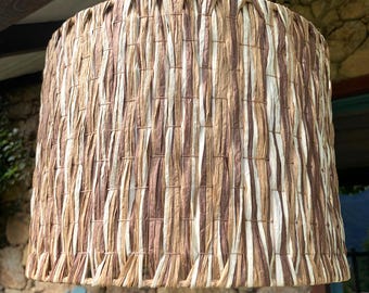 Abat-jour en raphia naturel pour suspension ou pour pied de lampe, luminaire d'ambiance chambre, salon, bureau...