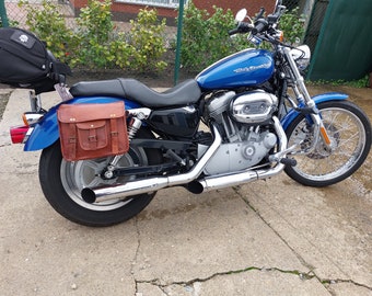 Bolsa de cuero para motocicleta, sillín marrón, alforja, bolsa para bicicleta, bicicleta, 1 par, bolsa de barril, herramienta para horquilla de motocicleta, bolsas laterales, regalos de otoño de Halloween