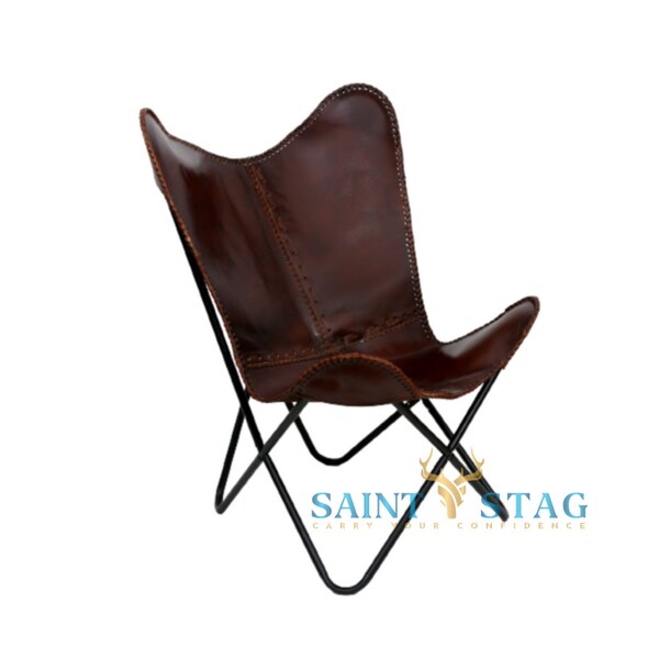 Retro Handmade Leather Butterfly Chair, Handmade Chair, foldable chair garden chair accent chair patio furniture