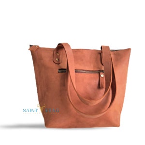 Minimalist Women's Leather Tote Bag Handcrafted Simplicity Halloween fall gifts image 1