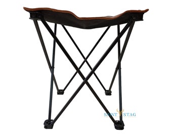 Saint Stag Folding Camping Stool with Leather Seat - Lightweight and Portable Outdoor Chair Halloween fall gifts