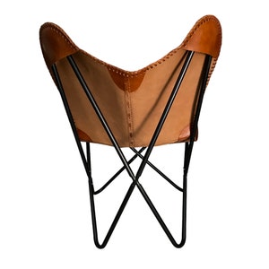 Chaise papillon en cuir vintage haut de gamme, cuir BKF, luxe de salon, chaise de détente, chaise de remontée, chaise de jardin image 3