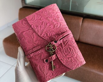 Pink Garden Leather journals, Notebook Or Sketchbook Vintage Deckle Paper, Book Of shadows, Gift for Men & Women Halloween fall gifts