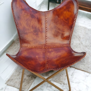 Premium Vintage leather Butterfly Chair , Leather BKF, living room luxury, Relaxing Chair, ascent chair Halloween fall gifts image 6
