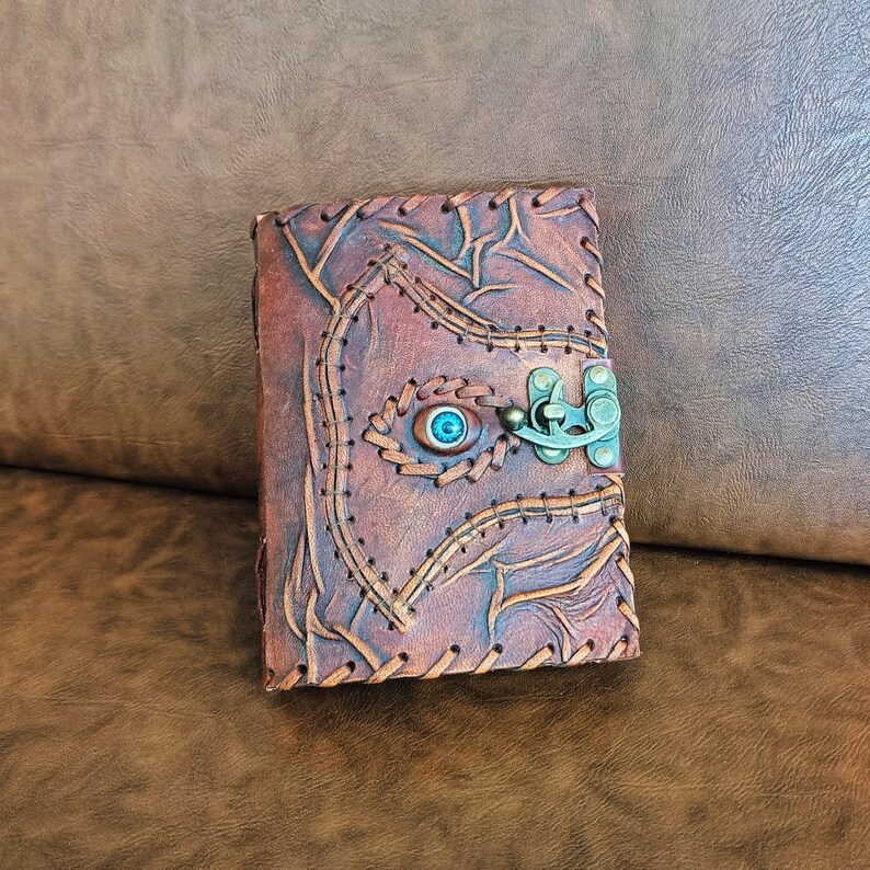 Hocus Pocus Book Of Spells Leather Journal Deckle Edge Paper Third Eye Grimoire Vintage Shadows Blank Antique Spell Witch Lock Clasp Notebook , Brown, 7 X 5 Inch Hocus Pocus Book Of Spells Leather Journal Deckle Edge Paper Third Eye Grimoire Vintage Shadows Blank Antique Spell Witch Lock Clasp Notebook , Brown, 7 X 5 Inch
