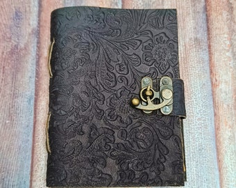 Black Garden Leather journals, Notebook Or Sketchbook Vintage Deckle Paper, Book Of shadows, Gift for Men & Women Halloween fall gifts