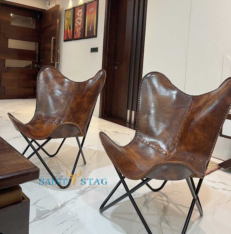 Premium Vintage leather Butterfly Chair , Leather BKF, living room luxury, Relaxing Chair, ascent chair Halloween fall gifts image 5