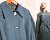 Original 1960s teal blue quot Dannimac quot mod trench coat raincoat mackintosh - made in England (size M)