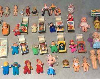 5. Vintage antique small dolls inc Matchbox,kewpie, 1980s, 1970s, 1960, plastic,rubber,Hong Kong, dolls house, baby, Ari, Disney, Delavennat