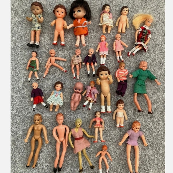 DH - Various miniature dolls, rubber, bendy, lundby,Hong Kong 1970s 1960s Dollshouse