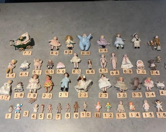LX. - Vintage miniature dolls, babies, babys, dollshouse, RARES etc.