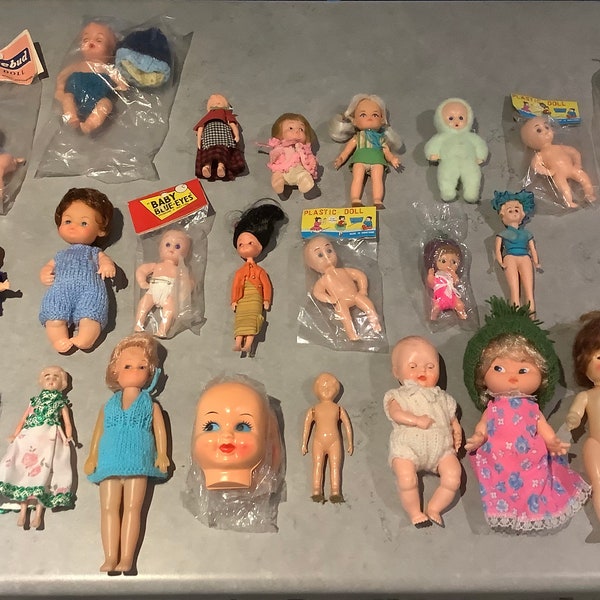 1. Lots of vintage antique baby dolls, dolls, doll making, dress me to choose from 1960s to 1980s - plastic rubber celluloid