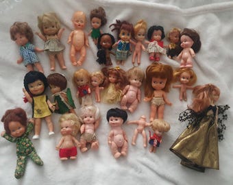C. 1960s 1970s Dolls - Liddle Kiddles, Peewee, Clones, Uneeda, Ud Co , Remco,