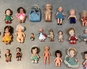 PW - Small vintage dolls Peewee, Ari, German, Continental, Kewpie, 1950s, 1960s