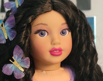 OOAK Custom American Girl Doll: Audra, Black Wavy Hair, Purple Eyes