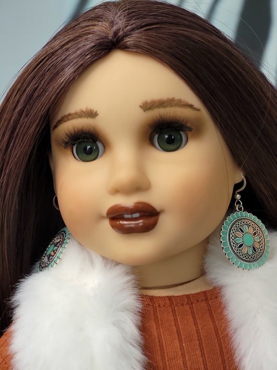 Caitlyn OOAK Custom American Girl Doll Green Eyes Long Brown Hair Light Complexion Josefina Face Mold Etsy