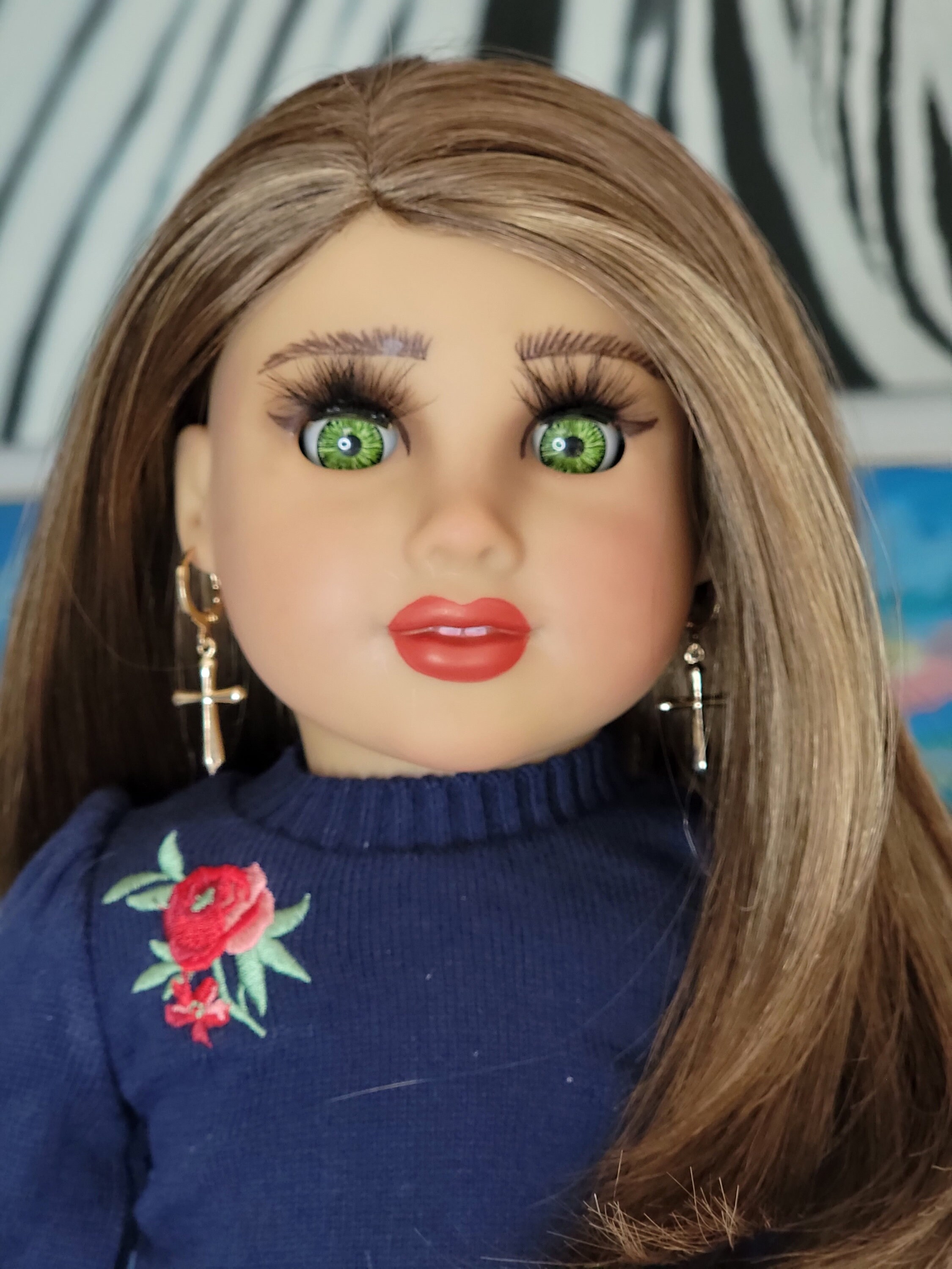 Josie OOAK Custom American Girl Doll Bright Green Eyes Light Brown