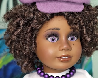 Yaya OOAK Custom American Girl doll afro purple eyes dark complexion addy mold