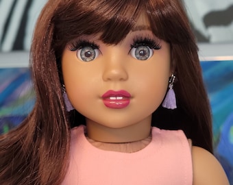 OOAK Custom American Girl Doll: Nanea Face, Brown Hair, Blue Eyes