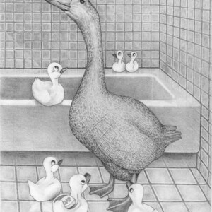 Duck Duck Goose Drawing, Instant Download Picture Digital Printable Graphic