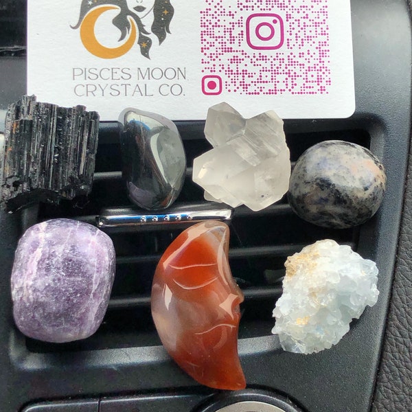 High quality ethically sourced and reiki infused CRYSTAL vent/visor clips